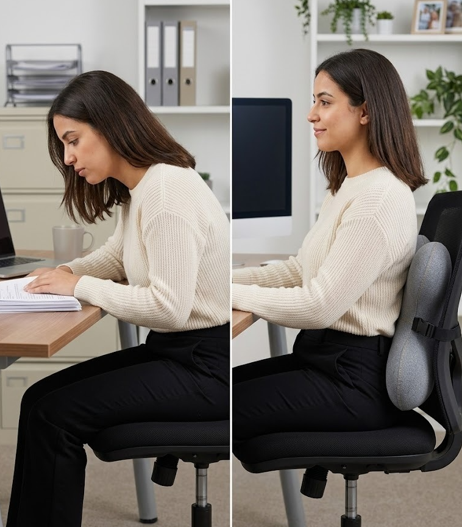 Coussin Lombaire Ergonomique Headrest – Soutien Dos & Nuque – Gris