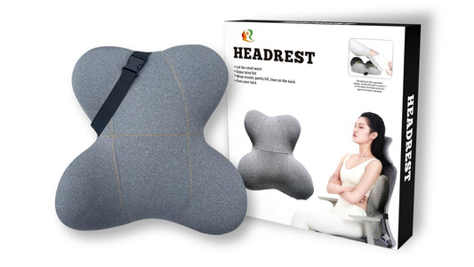 Coussin Lombaire Ergonomique Headrest – Soutien Dos & Nuque – Gris